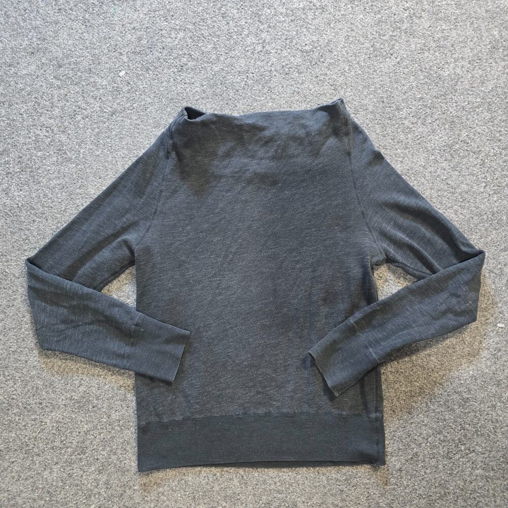 James Perse Sweater Womens Size Small Gray High Neck Supima Knit Standard Casual